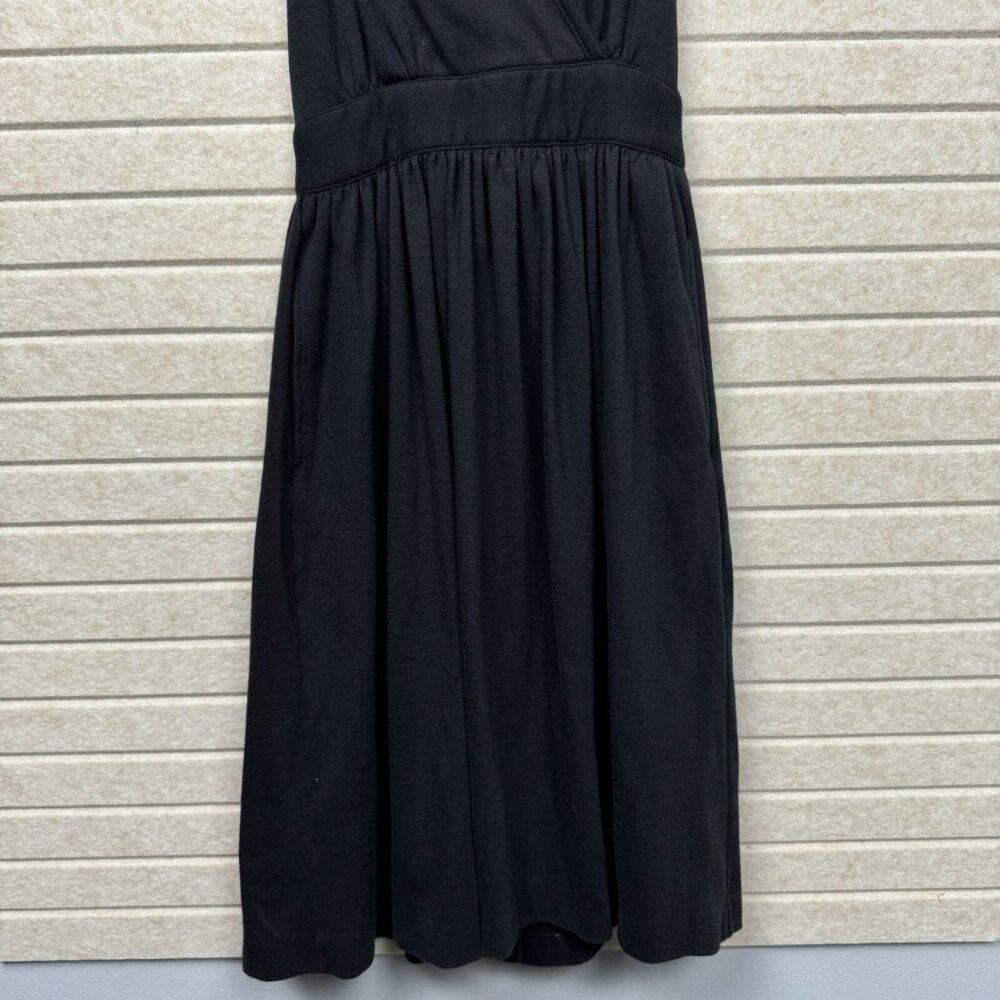 Lands End Women’s S Black Halter V-Neck Button-Up Midi A-Line Dress - Picture 6 of 10